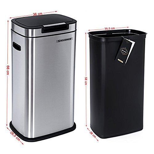 Songmics Abfalleimer Mülleimer für Küche 38 L Edelstahl mit Tippdeckel LTB02L - 6