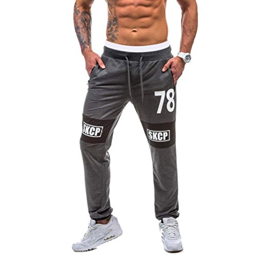 Amlaiworld Pantalones de Deporte Hombre Pantalones de Chándal para Hombre Pantalón Deportivo Jogger para Fútbol Gimnasio Aptitud Ejercicio Running Ciclismo (Gris Oscuro, 2XL)