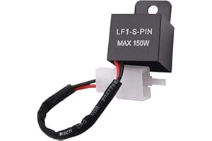 GUUZI 2 Pin LED Flasher Relay,150W 12V Auto Motorcycle Relay with Cable for Turn Signal Rate Control Blink Relay, Waterproof LF1-S-PIN Signal Relay,LED Turn Indicator Relay