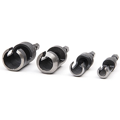 Fortag 4 tlg Zapfenbohrer Bohrer Set Pfropfenbohrer Cutter Drill Forstnerbohrer Schneidesatz Dübel Zapfenfräser Zapfenschneider Holzbohrer Satz 6mm-16mm - 3