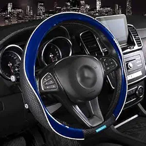 Nikavi Car Steering Wheel Cover - Microfiber Leather, Breathable, Anti Slip Universal Steering Wheel Productor (Blue)