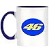 Produktbild Tasse Motorsport, Motiv: Nr. 46, zweifarbiges Design mit dunkelblauem Griff und Innenseite