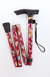 Lightweight Foldable Compact Walking Stick - Red Floral [version:x7.2] by DELIAWINTERFEL