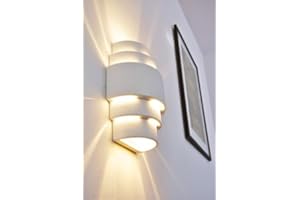 HOFSTEIN Applique murale Handan dorée à effet Up & Down à peindre, arc de cercle avec dénivelés artistiques haut et bas, Lampe moderne pour salon/salle à manger/couloir, E27, effets lumineux, sans ampoules