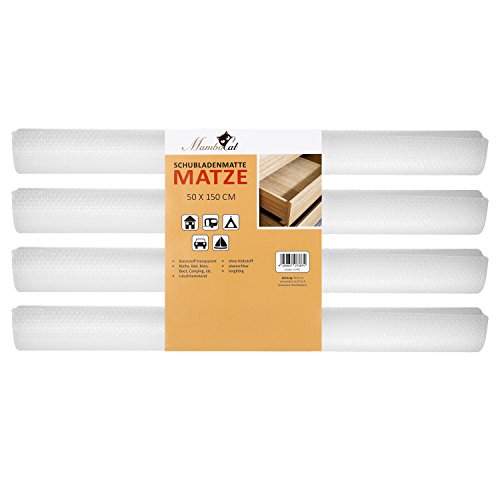 Mambocat Schubladenmatte Matze 4 Teiliges Set Perfekt Fr 12 Standard Schubladen 150 X 50 Cm Transparente Antirutschmatte Individuell Zuschneidbar