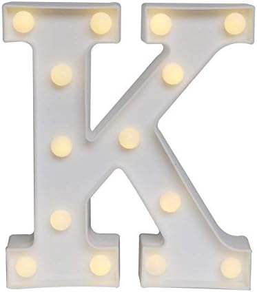 Do4U Decorative LED Alphabet White Letters Decorative LED Letter Lights White Letters LED Decorative Light up Alphabet Letters for Birthday Wedding Party Bar Bedroom Wall Hanging Decor (K)