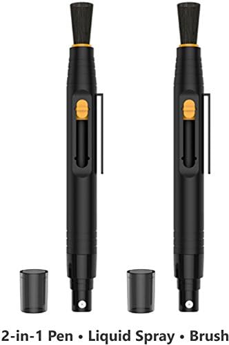 Lens Cleaning Pen with Built-in Liquid Spray and a Dust Removal Brush for Removal of Smudges, Fingerprints and Dust from Lenses and Eyepieces of any Optical Device (Pack of 2)