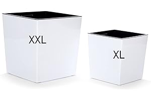 ‎MELTOM MELTOM XXL + XL Pflanzkübel aus Kunststoff in Hochglanz Farbe: Weiß mit Herausnehmbaren Einsatz, Set 2
