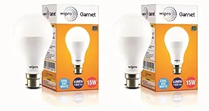 wipro 15 Watt B22 LED Cool Day Light Bulb (White) - Pack of 2