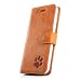 Produktbild SURAZO Vintage Orange Pfote - Premium Vintage Ledertasche Schutzhülle Wallet Case aus Echtesleder EchtemLeder Farbe Orange für Google Pixel 2 XL