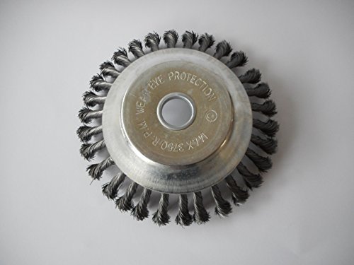 Profi Unkrautbürste, Fugenbürste für Motorsense gezopft (hart) Bohrung 25,4mm, Durchmesser 200mm. Borsten aus HSS-Stahl dadurch hohe Standzeit ! Bürsten passen für 99% aller Motorsensen auf dem Markt ! (gezopft) - 4