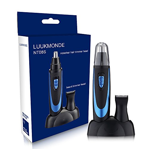 LUUKMONDE Cortador de pelo y patillas eléctrico de la nariz Clipper 420 Sistema de cuchillas doble borde giratorio de acero inoxidable para hombres con pilas