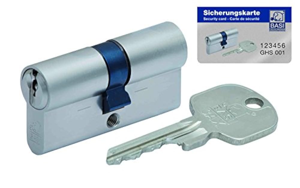 BASI Schließsysteme 3-AX Doppelzylinder 60/60 mm, N&G inklusive 3 Schlüssel und Sicherungskarte, 4115-6060