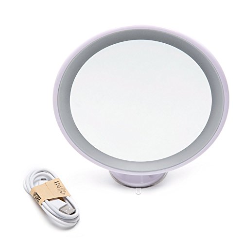 Asvert 5mal Vergrösserungsspiegel mit Led Licht Schönheit Gerät Make-Up-Werkzeug, mit starken Saugnapf, Anti-Fog-Badezimmersauger, drehbare LED-Vergrößerungsspiegel, aufgeladener LED-Speigel - 2