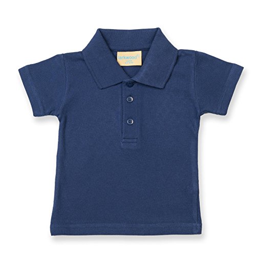 Larkwood Baby Infants Button Placket Flat Knit Polo Shirts Navy 12-18 Months