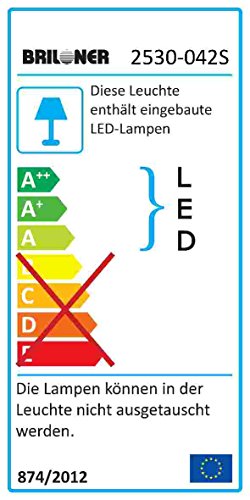 Briloner Leuchten 2530-042S A+, LED Deckenstrahler, Deckenleuchte, dimmbar, Farbsteuerung/Farbwechsel mit Fernbedienung 16 Farbprogrammen, Metall, 14.4 Watt, matt-nickel, 76.4 x 37.5 x 15.3 cm