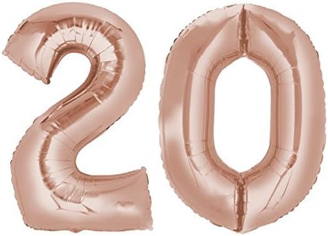 partydiscount24 Foil Balloon/Figures Balloon Set 10-100 Rose Gold - 86 cm Free zahlwahl +1 FREE Balloon Rose Gold Ø 30 cm Number - 20, mit Heliumfüllung
