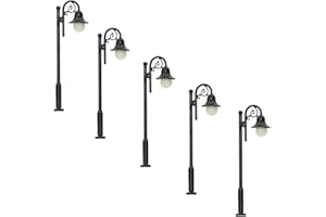 F Fityle 5X 1/87 Ho Small Jardin Paysage Lampadaire LED Blanc Bâtiments Décor