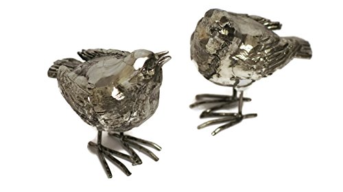 Qstall-Dekovogel 2er-Set aus Polyresin (Beine aus Metall), 10,5 x 5 x 9 cm v. Exner, silber, Vogel silver Poly 10×5,5x9cm - 2