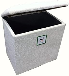 Elegance Furnishings Small Linen Box/Dressing Table Stool with a lift up Diamond Crystal lid in a Quality Ivory Cream Chenille fabric.Ideal for any room in the house