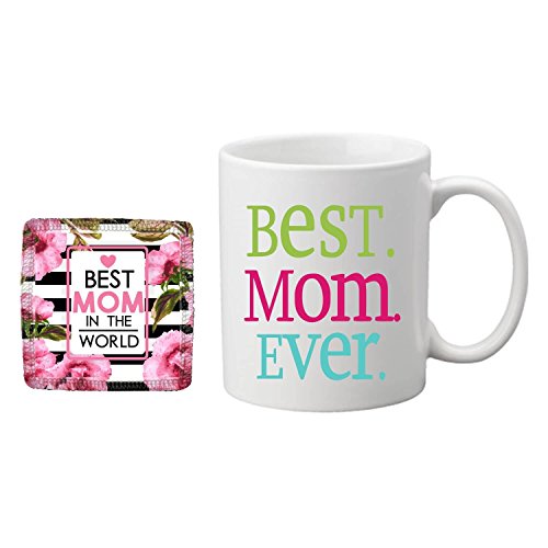 Gifts for Mother, Giftsmate Colorful Best Mom Ever Coffee mug with Coaster For Mother, Mothers Day Gifts