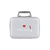 ASPECTO HERMOSO - Este estuche de viaje de belleza es simple y hermoso, es un diseño de estuche cosmético clásico, la apariencia de usar material cuero de pu, más duro y resistente al desgaste, la superficie está llena de brillo. Es un buen socio para profesionales y personas que aman el maquillaje.