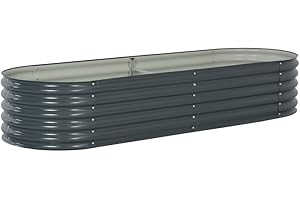 KOIECETA Hochbeet Stahl Grau 240x80x44 cm Gemüsebeet Pflanzbeet Frühbeet Garten