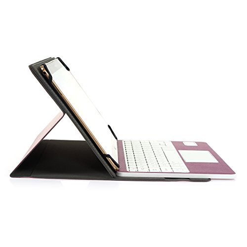 Besmall Wireless Touch Bluetooth Drahtlose Tastatur mit QWERTZ Tastaturlayout für Android Windows Tablet Smartphone(Mit PU-Hülle,Lila) - 6