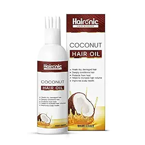 Haironic Hair Science Coconut Hair Oil for All Hair Types and Skin Type Daily Hydration, Skin Moisturizer & Promotes Healthy Hair ? 100ml