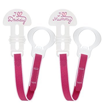 MAM 2 x Schnullerkette 'I Love Mummy & I Love Daddy (Rosa)