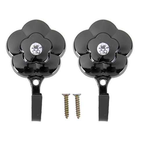2 X Vintage Pflaumenblüte Raffbügel Vorhang Tieback Quaste Haken Tür Wandaufhängung Halter – Schwarz - 3
