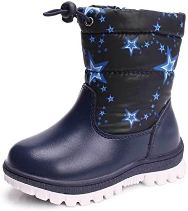 JILIGUALA Toddler Girls Waterproof PU Leather Snow Boot Faux Fur Lined Kids Warm Winter Boots Shoes
