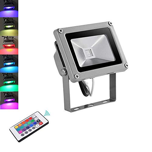 Foco de luces 60 W RGB LED, colores de änderndes Foco Luz al aire libre con mando a distancia, IP65 imprägniern 16 colores 4 modos de Dimmable pared de lavadoras de luz, Tageslicht, 100w 10.00W