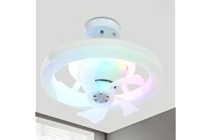RuiDay Ceiling Fans with Lights and Remote, LED Light, Timing Quiet Stepless Dimming, 3 Color 3 Speed, RGB, Low Profile Ceiling Fan Flush Mount for Living Room, Children Room, Bedroom (RGB)