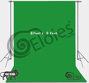 Eloies Green Screen Backdrop (Heavy Duty Thick Lekra Polyester Fabric) Photoshoot Greenscreen Background for Photography Video Recording Photo, Green, Photoshoot (8 Feet x 9 Feet.)