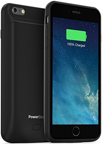 PowerBear iPhone 6 Plus Battery Case [7200 mAh] High Capacity External Rechargeable Charger Pack for Apple iPhone 6+ (Up to 245% Extra Battery) - BLACK [24 Month Warranty Included]
