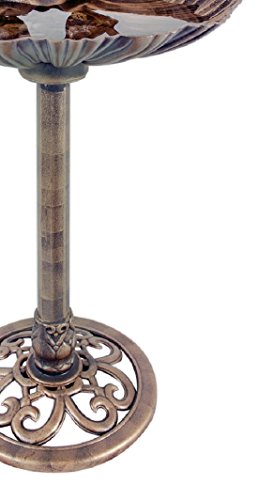 Große Bronzeeffekt-Vogeltränke, Tischschale mit Steinen, Gartenornament - 3