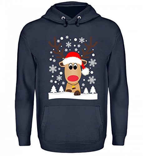 Hochwertiger Unisex Kapuzenpullover Hoodie - Rentier Rudolf im Schnee - Weihnachten Hochwertiger Unisex Kapuzenpullover Hoodie - Rentier Rudolf im Schnee - Weihnachten