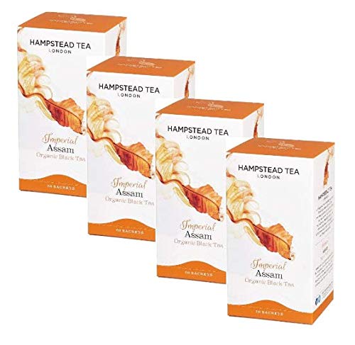 4 x 20 Sobres (160 gramos) - Hampstead Tea London Imperial Assam Té negro orgánico/Té Nero Biológico de Assam
