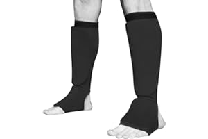 SOO Muay Thai MMA Kickboxing shin Guards, Elite Sports Instep Guard Sparring Protective Leg shin Kick Pads for Kids & Adults (XL, Black)