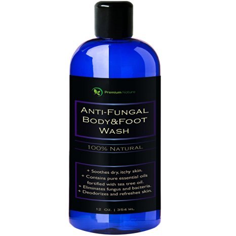 Premium Nature Tea Tree Oil Anti-Fungal Body & Foot Wash Kills Bacteria and Relieves Dryness, Itchiness, Athlete's Foot, Jock Itch, Skin & Scalp Problems, 100% Natural, 12 oz Medium Clear