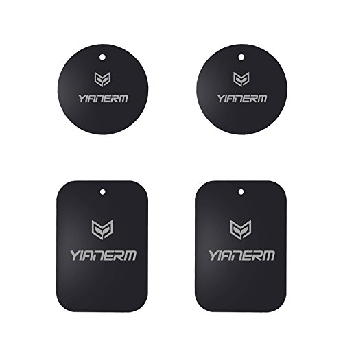 Placche Metalliche Yianerm 2 rettangoli e 2 rotonde lastre di metallo con supporto adesivo rettangolare e rotonda dischi per Magnetic cradle-less Mount