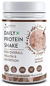 Mypro Sport Nutrition Daily Protein Shake 118 kcal Calories,25 Vitamin,Minerals & 7 Herbs,Provide Energy,Support Immunity & bone Health-For Men & Women Chocolate Milk Shake Flavor -400Gm-40 Servings
