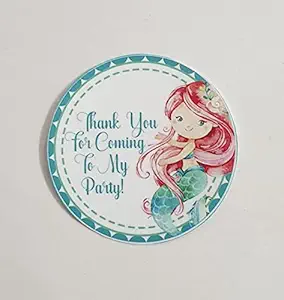 Belleza Crafting with Creativity Mermaid Design D012 Print Waterproof Thank You Party 60 Pieces Stickers, Kids/Boys/Girls Birthday, Gift Wrapping, Party Favors, Card