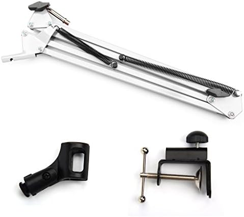 Desk Mic Microphone Suspension Scissor Arm Stand Shock Mount Adjustable Studio White