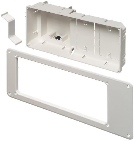 Arlington TVB613-1 Recessed TV Outlet Box with Paintable Trim Plate, White, 4-Gang by Arlington Industries