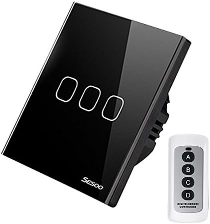 BelievE SESOO Touch Switch 3 Gang 1 Way,Wall Light Remote Control Switch, With A Contoller. (B)