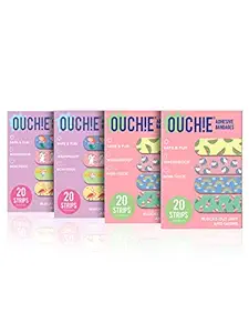 Aya Papaya Ouchie Non-Toxic Printed Jumbo - (80 Pack) - 2 X Pink & 2 X Lavender