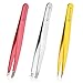Gotofine Professional Stainless Steel Tweezers Set of Three, Flat/Slant/Pointed - Strong Grip & Ultimate Precision, Includes Leather Carry Case, Best for Your Routine Beauty