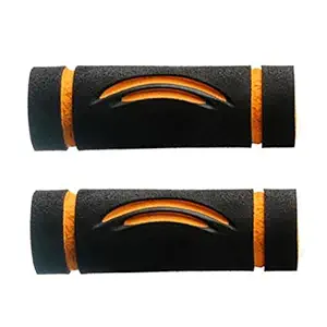 Vocado Bike Comfort Riding Black & Orange Soft Handle Grip Covers -Royal Enfield Electra